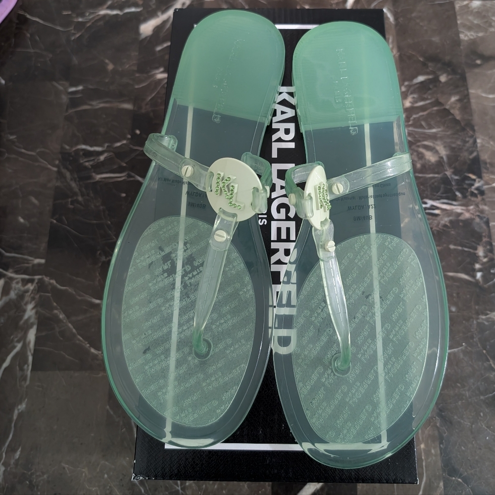 Karl Lagerfeld Translucent Green Slide Sandals